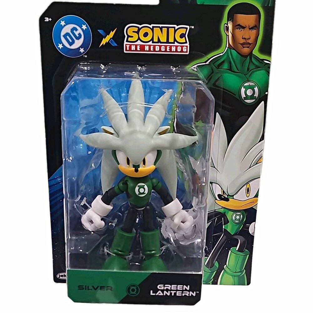 JAKKS Pacific Sonic the Hedgehog Silver Green Lantern Action Figure Plastic